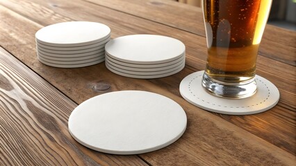 Round Beer Coaster Mockup, Blank 3D Coaster Design,Blank 3D Beer Coaster Mockup, Round Drink Coaster Design
