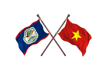 Belize Versus Vietnam  Two countries Flags background