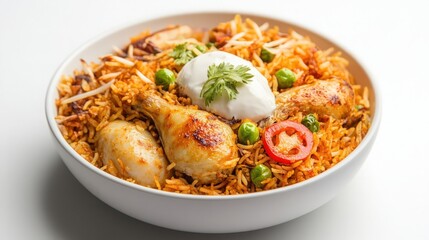 Biryani on white background 