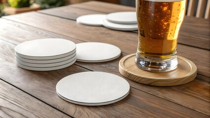 Round Beer Coaster Mockup, Blank 3D Coaster Design,Blank 3D Beer Coaster Mockup, Round Drink Coaster Design