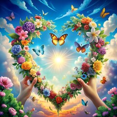 Obraz premium butterfly and flowers