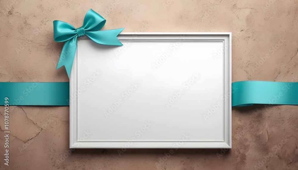 Poster empty poster frame on a beautiful ribbon background, ideal for showcasing digital art or promotions 