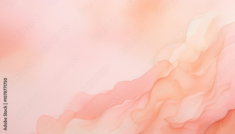 Poster soft blush and peach watercolor gradient background with gentle abstract flowing shapes. ideal for r