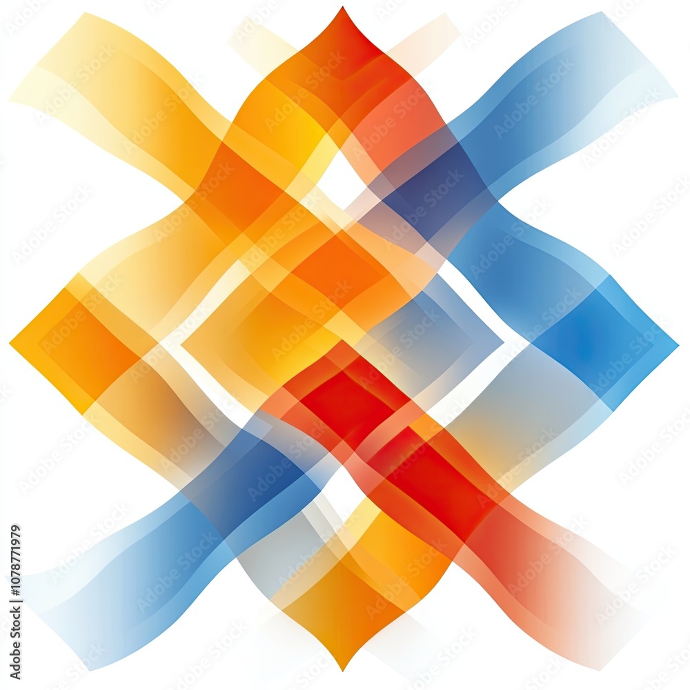 Poster vibrant geometric patterns in orange and blue with smooth transitions