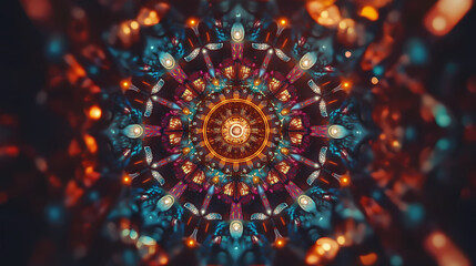 Abstract colorful symmetric kaleidoscope. Kaleidoscope. Illustration