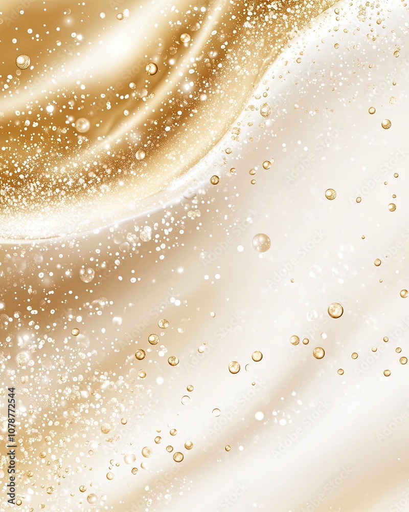 Poster Close-up of Swirling Milk With Bubbles Creating an Elegant Texture in Soft Light