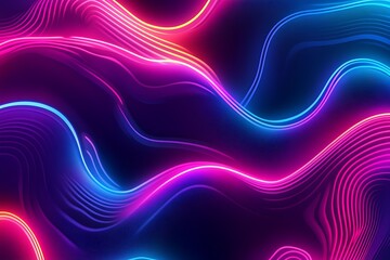 Abstract bright neon waveforms