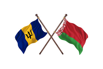 Barbados Versus Belarus  Two countries Flags background