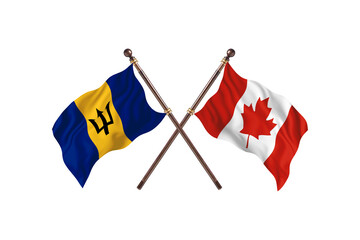 Barbados Versus Canada  Two countries Flags background