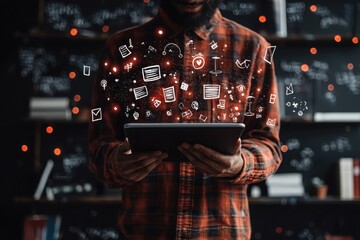 Student engages with digital learning tools to enhance academic performance and embrace modern education trends