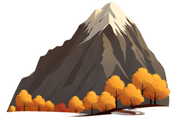 autumn fall mountain 2d render illustration style