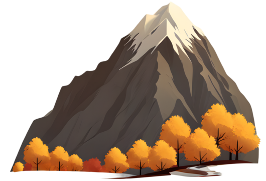 autumn fall mountain 2d render illustration style