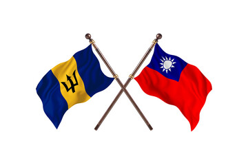 Barbados Versus Taiwan  Two countries Flags background