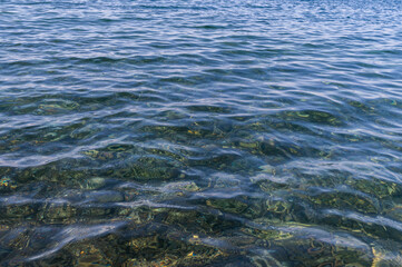 Water blue sea. Lake wave surface. Ocean texture abstract. Waves ripple reflection sunset.