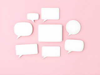 Speech bubble set isolated on pink background. 