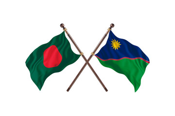 Bangladesh Versus Namibia  Two countries Flags background