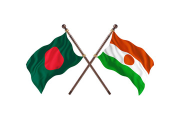 Bangladesh Versus Niger  Two countries Flags background