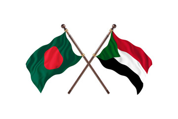 Bangladesh Versus Sudan  Two countries Flags background