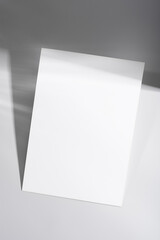 White blank paper sheet mockup with shadows