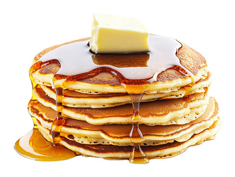 A stack of pancakes with a large slice of butter on top
