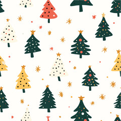 Obraz premium Vector seamless pattern of christmas tree minimal concept
