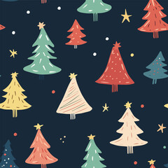 Vector seamless pattern of christmas tree minimal concept