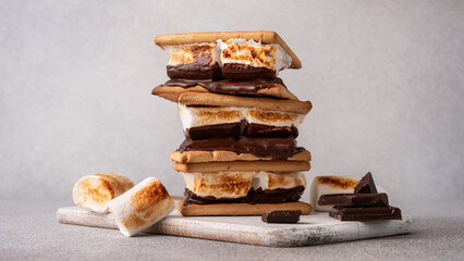 Freshly roasted smore's with large white marshmallows