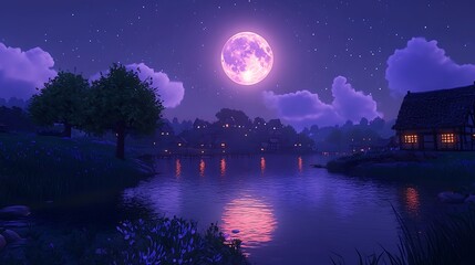 Naklejka premium Anime-inspired glowing cityscape with futuristic architecture and neon lights