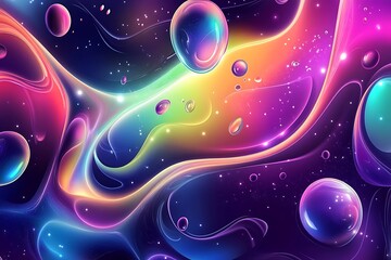 Digital liquid glowing shapes