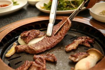 Korean barbecue. Korean beef sirloin