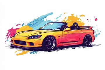 Fototapeta premium sport car line art, on a white background. 