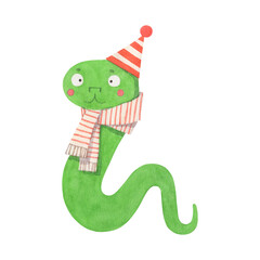 Watercolor illustration with a snake