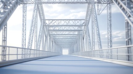 Fototapeta premium A modern bridge interior showcasing steel structure and open sky.