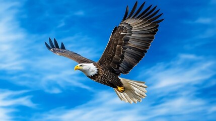 Majestic Bald Eagle Soaring Blue Sky Wildlife Bird Nature