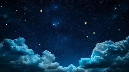 Fototapeta premium Serene Night Sky Stars Clouds Celestial Background