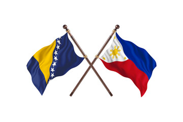 Bosnia Versus Philippines Two countries Flags background