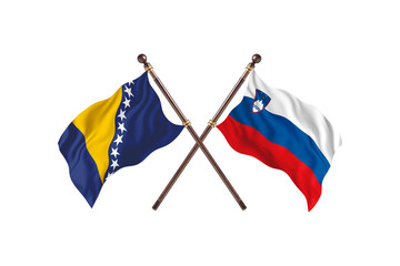 Bosnia Versus Slovenia  Two countries Flags background
