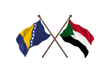 Bosnia Versus Sudan  Two countries Flags background