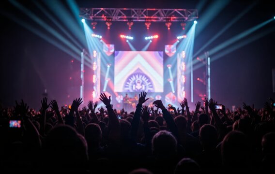 Energetic crowd at a live concert.