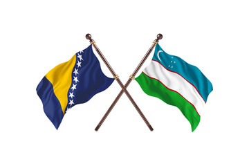 Bosnia Versus Uzbekistan  Two countries Flags background