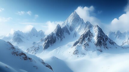 Snowy Mountain Range Landscape Illustration