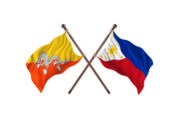 Bhutan Versus Philippines  Two countries Flags background