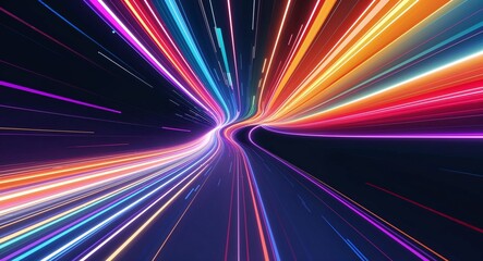 Abstract anime digital colorful lines energetic motion bold design