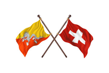 Bhutan Versus Switzerland  Two countries Flags background