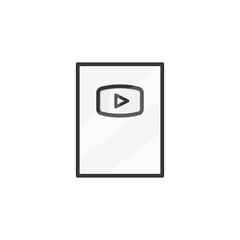 Play button in border vector isolated. Play button icon on white background. 
