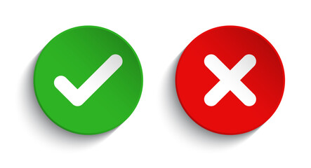 Fototapeta premium Check mark and cross mark buttons