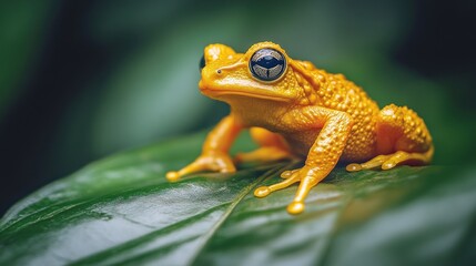 Golden Frog on a Leaf