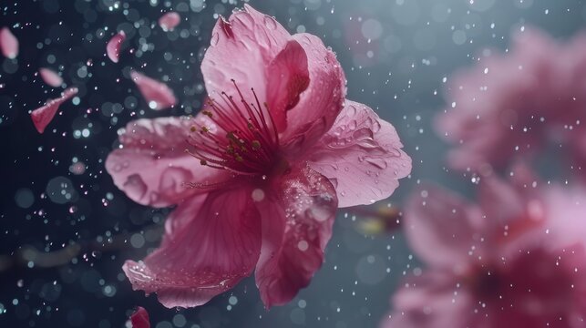 petal detaching from cherry blossom slow moti bfe bbe aaccff generated illustration