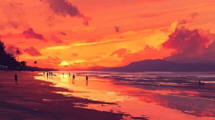 Sunset Over a Tropical Beach