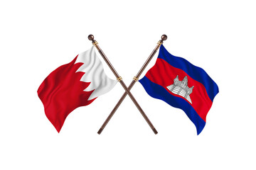 Bahrain Versus Cambodia  Two countries Flags background